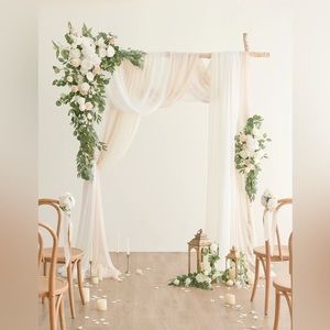 LING’S MOMENT FLOWER ARCH DECOR WITH DRAPES IN WHITE & SAGE - for large arch